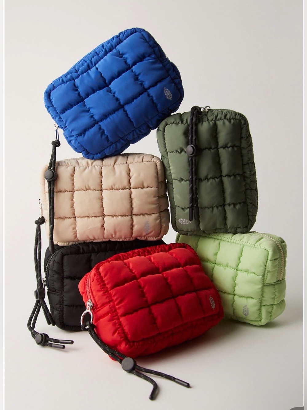 NWT Free People FP Movement Quilted Mini Case Off White